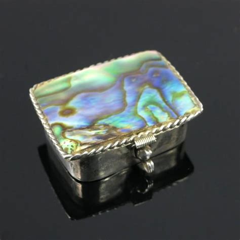 abalone shell lid metal pill box|Abalone Shell Box .